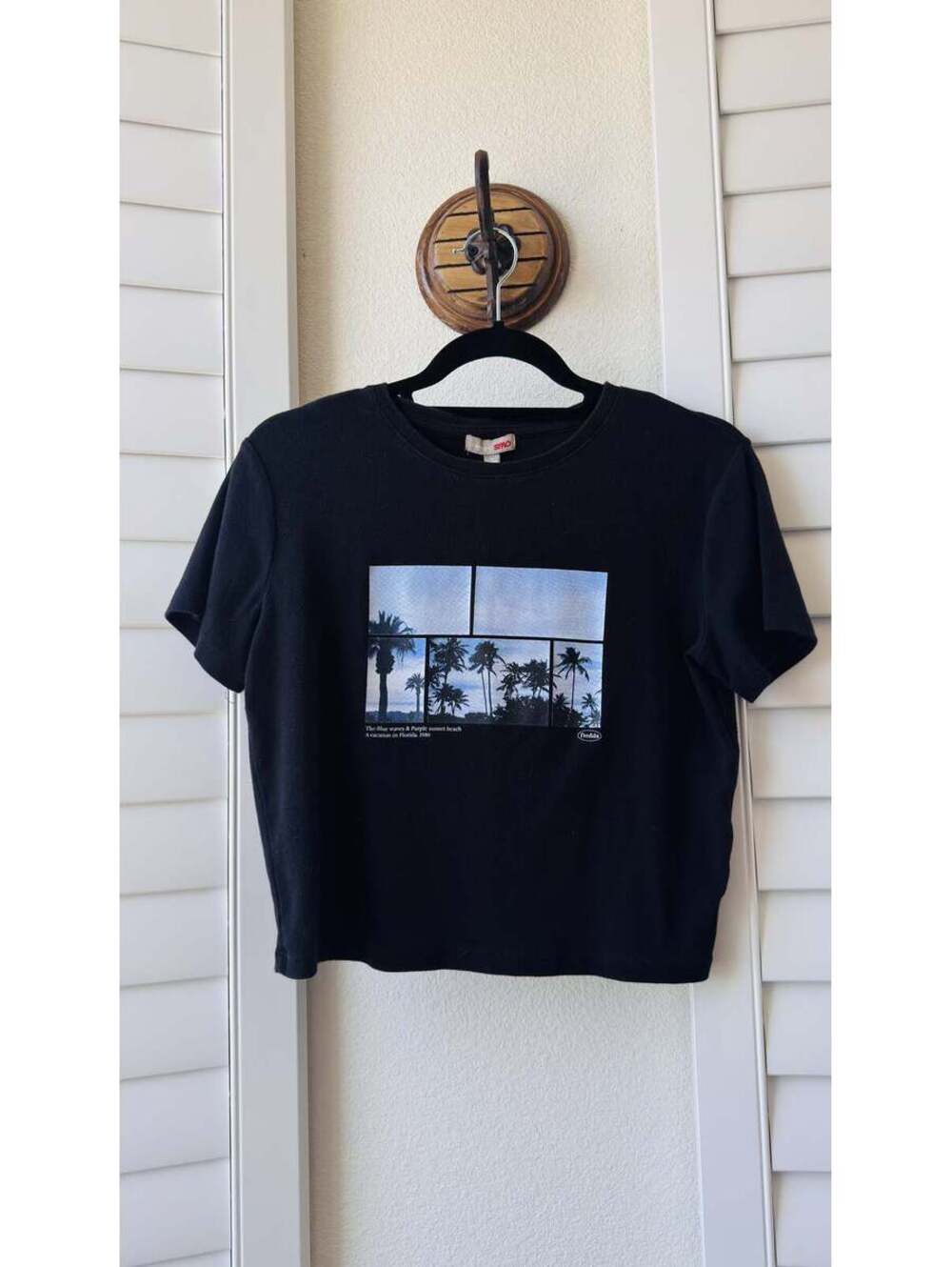 SPAO Florida Palm Tree Graphic Crop T-Shirt - Size M